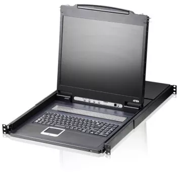 ATEN CL1308N LCD KVM-Konsole mit 8-Port KVM-Switch - 19 inch LCD, PS/2 & USB, VGA, 1280x1024, Schwarz, 1U Rackmontage