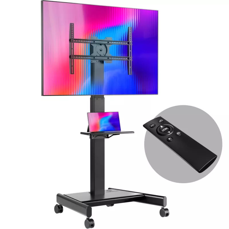 ONKRON TS1552E-B TV Mobile Stand für 43-75 Zoll Bildschirme, Schwarz