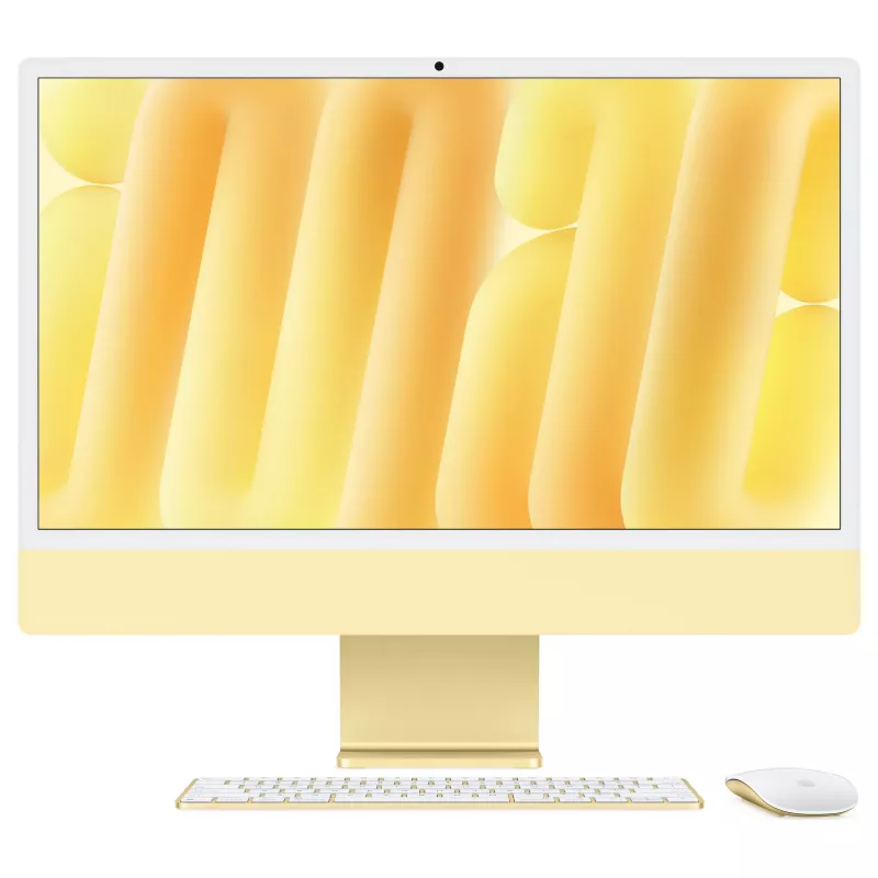 Apple iMac 23,5 inch 4.5K Retina Display M4 Chip 8-Core CPU 8-Core GPU 16-Core Neural Engine 16GB RAM 256GB SSD Standard Glass Gelb Deutsche Tastatur