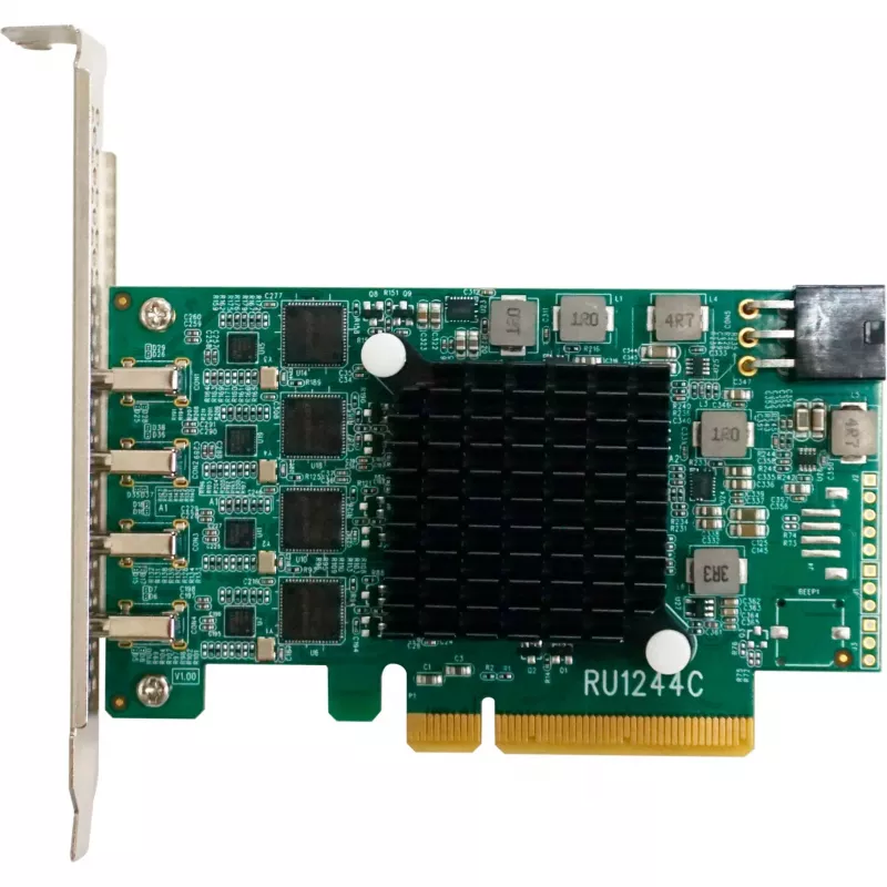 HighPoint RocketU 1244C USB 3.2 Gen 2x2 PCIe 3.0 x4 Host-Adapterkarte mit 4 USB-C-Anschlüssen