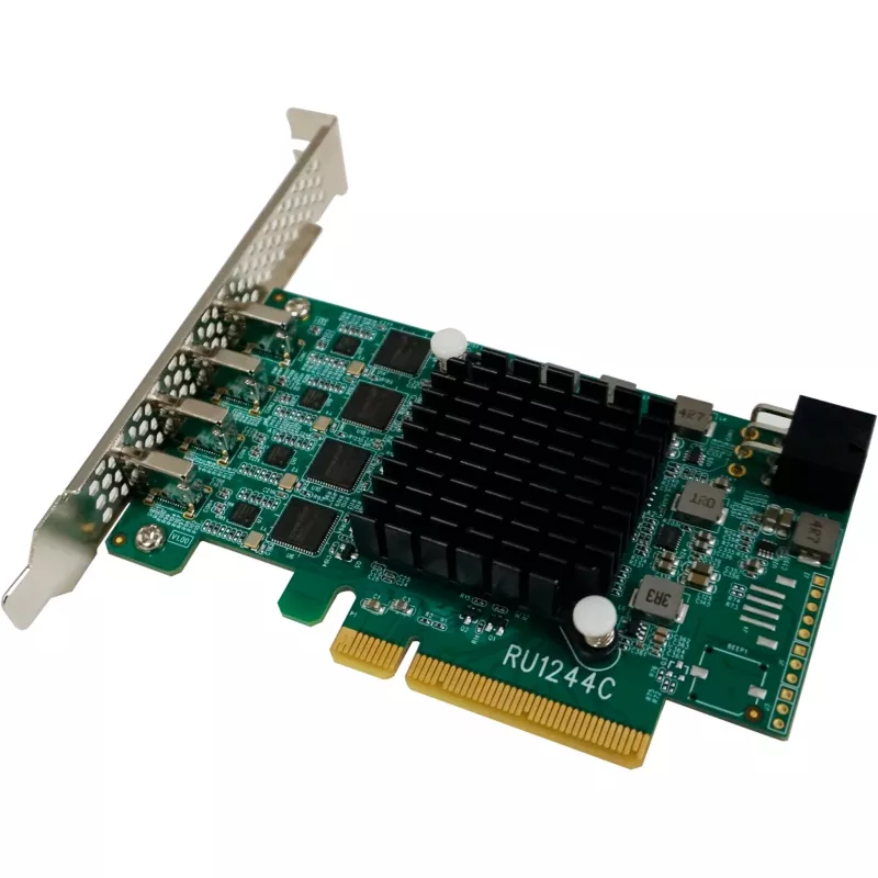 HighPoint RocketU 1244C USB 3.2 Gen 2x2 PCIe 3.0 x4 Host-Adapterkarte mit 4 USB-C-Anschlüssen