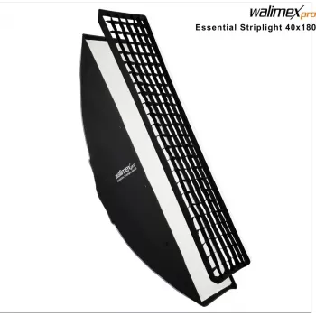 Walimex Pro Essential Striplight Softbox 40x180 cm mit Gitter, Bowens-Adapter und Transporttasche