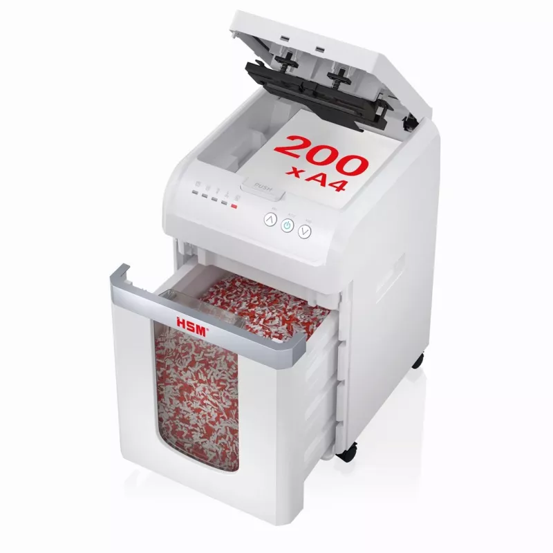 HSM Autofeed X200 Papierschredder mit automatischem Einzug, 30 L, P-4, 4 x 12 mm