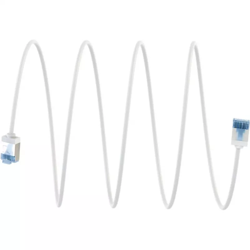 GOOBAY Ultraflexible Cat.6a Patchkabel Slim, U/FTP, Weiß, 15m, Extra-Kurze Stecker