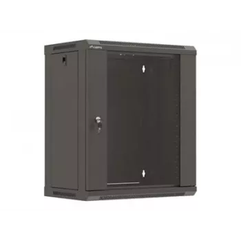 LANBERG WF03-5312-10B 19 inch Wandgehäuse 12U 540x350 Flat Pack mit Glastür Schwarz