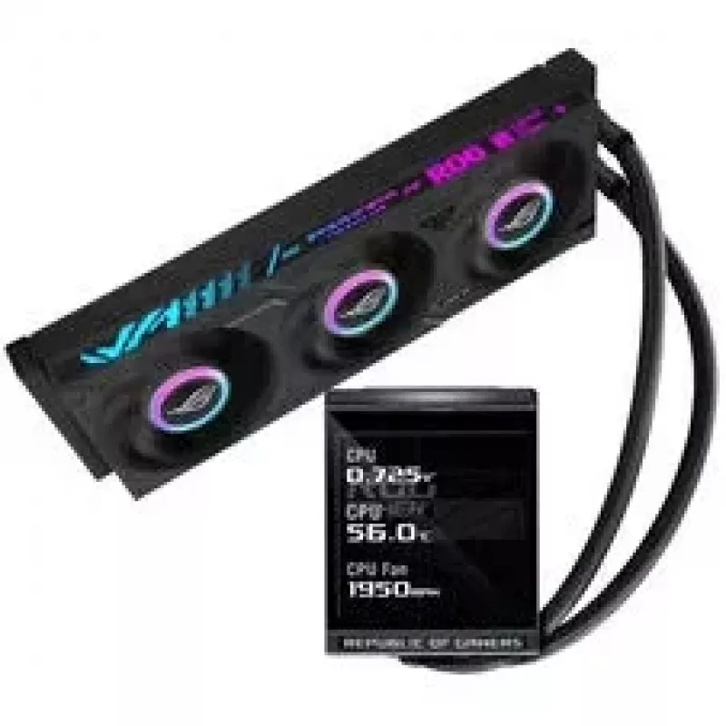 ASUS ROG Strix LC IV 360 ARGB LCD All-in-One Flüssigkeits-CPU-Kühler, 360 mm, Schwarz