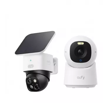 eufy SoloCam S340 + Indoor Cam E30 Überwachungskamera-Set 3K/4K Solar PTZ