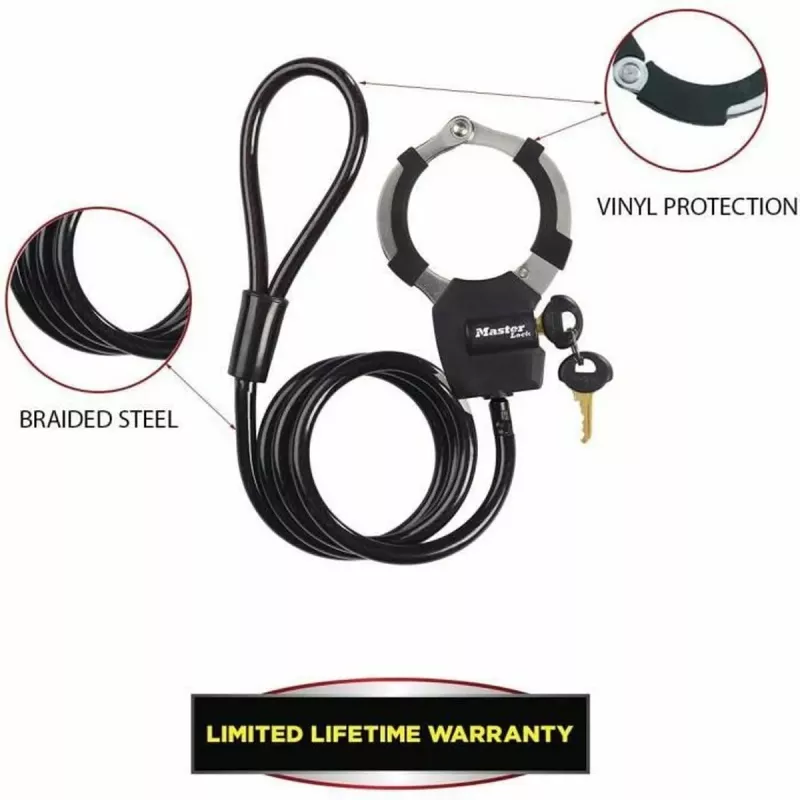 Master Lock Street Cuff Kabelschloss mit Schlüssel - Schwarz - 1000 mm - 8 mm