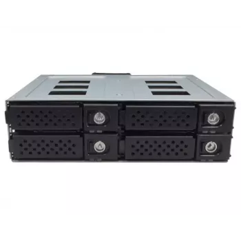 Jou Jye JJ-N-49SS-T 12G 4-Bay 2.5 inch SATA/SAS Hot-Swap Mobile Rack für 5.25 inch-Einschub - Schwarz
