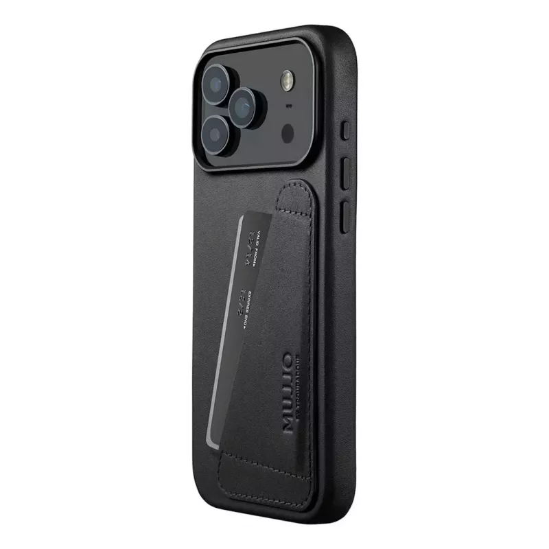 Mujjo Wallet Leather Case für iPhone 17 Pro Max mit MagSafe (Schwarz)