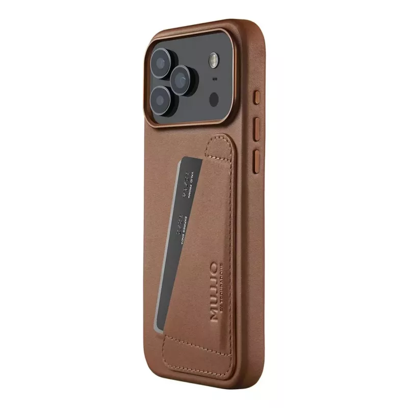 Mujjo Wallet Leather Case für iPhone 17 Pro Max, MagSafe-kompatibel, Tan