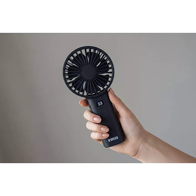 N'OVEEN F120 tragbarer Hand- und Tischventilator mit Akku, USB, 1200 mAh, 3 Geschwindigkeitsstufen, Weiß