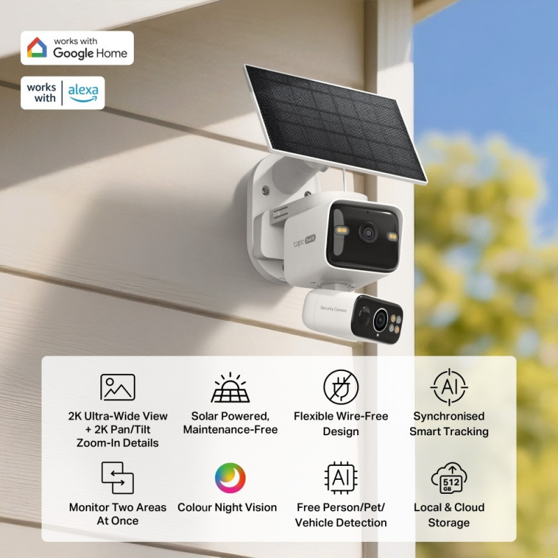 TP-LINK Tapo TC93D KIT V1 Solar-Powered Security Camera Kit - 2K QHD Pan/Tilt Wi-Fi Camera mit Solarpanel