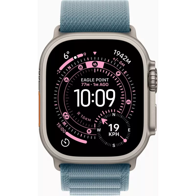 Apple Watch Ultra 3 GPS + Cellular 49mm Natural Titanium Case mit Blue/Bright Blue Trail Loop - M/L