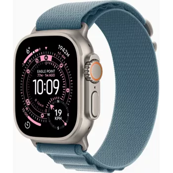 Apple Watch Ultra 3 GPS + Cellular 49mm Natural Titanium Case mit Blue/Bright Blue Trail Loop - M/L
