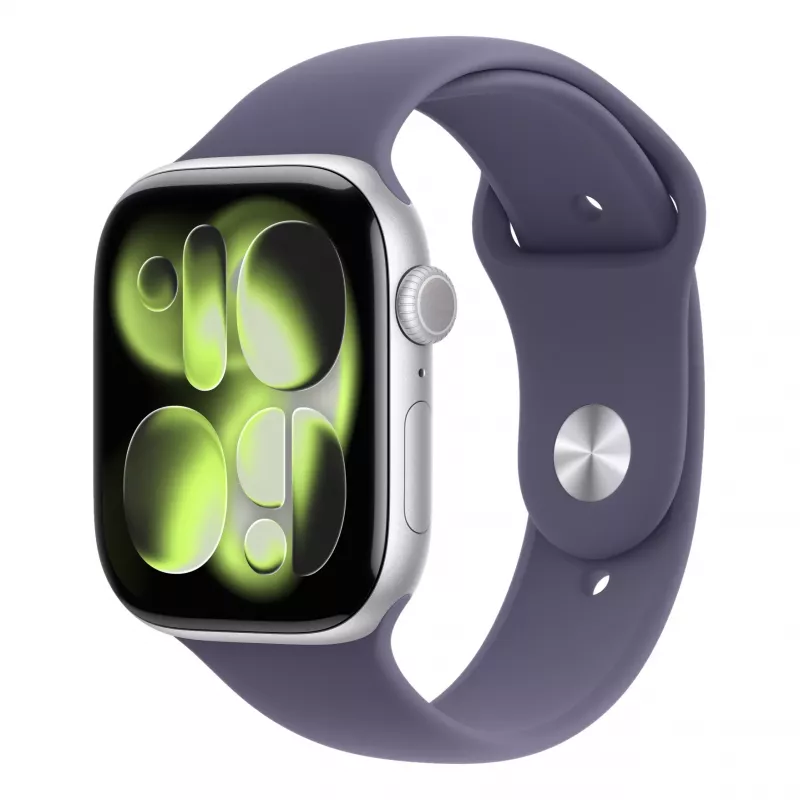 Apple Watch Series 11 GPS 46mm Silver Aluminium Case with Purple Fog Sport Band M/L