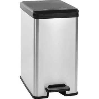 CURVER Slim Bin 25L Abfalleimer metallisiert Silber/Grau