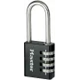 Master Lock 7640EURDBLK Kombinationsschloss 40mm Bügelweite, gehärteter Stahlbügel, 4-stellig resettable, Silber/Grau