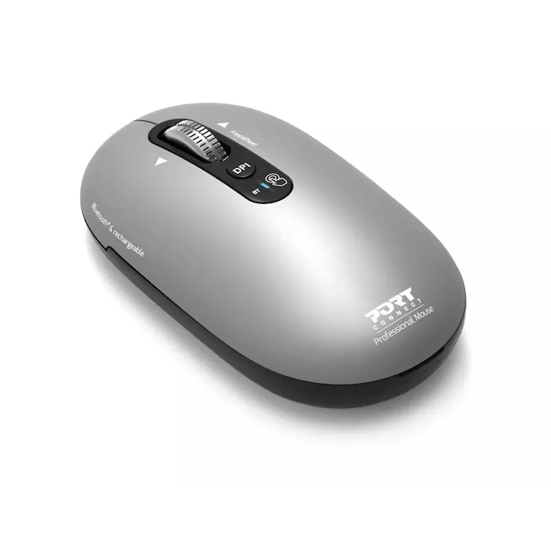 PORT Designs PORT Connect Professional PURE Kabellose wiederaufladbare Maus - Optisch - 4 Tasten - 2,4 GHz, Bluetooth - USB-Empfänger - Schwarz