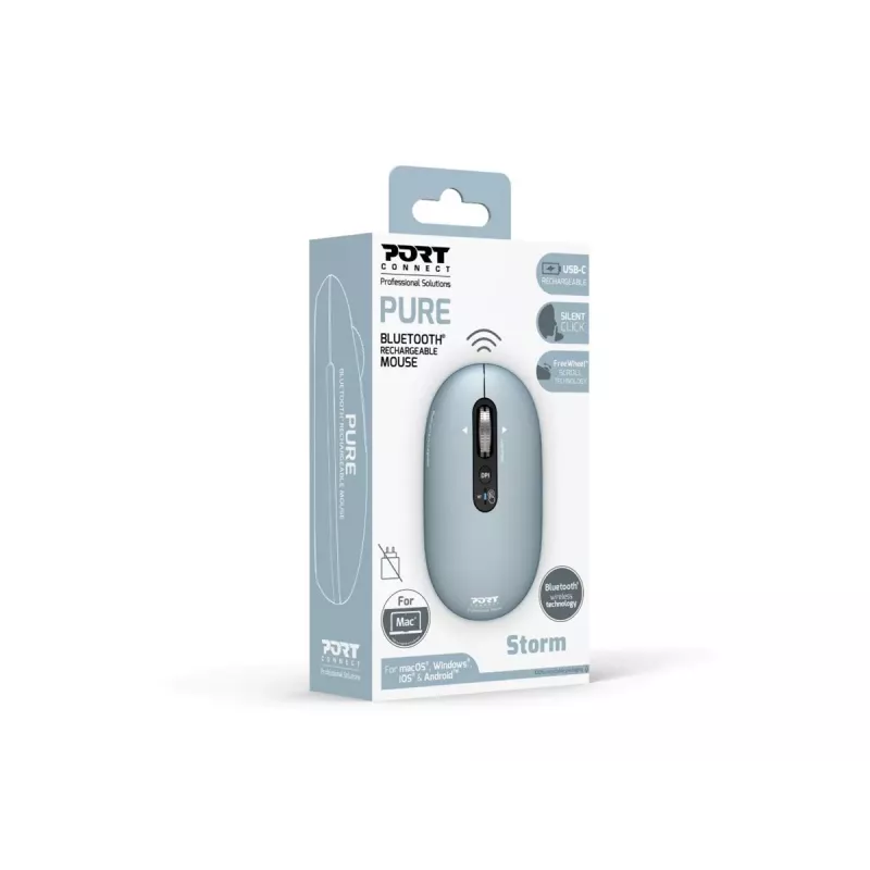 PORT Designs Pure MAC wiederaufladbare Bluetooth-Maus - Storm Grey - 3200 DPI