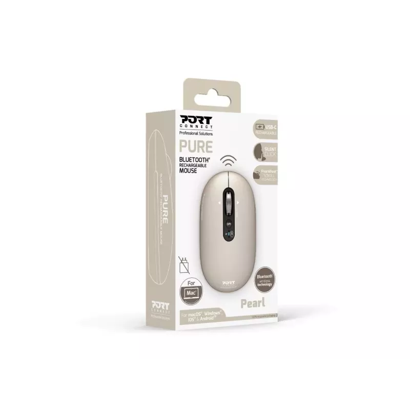 PORT Designs Pure MAC wiederaufladbare Bluetooth Optical Mouse - Pearl