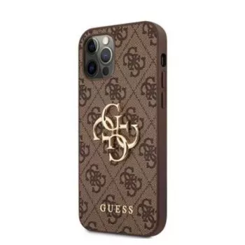 GUESS Hard Cover 4G Metal Logo Braun für Apple iPhone 12 / 12 Pro