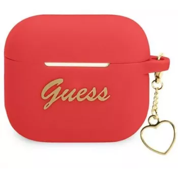 Guess GUA3LSCHSR AirPods 3 Hülle Rot Silikon Charm Heart Collection