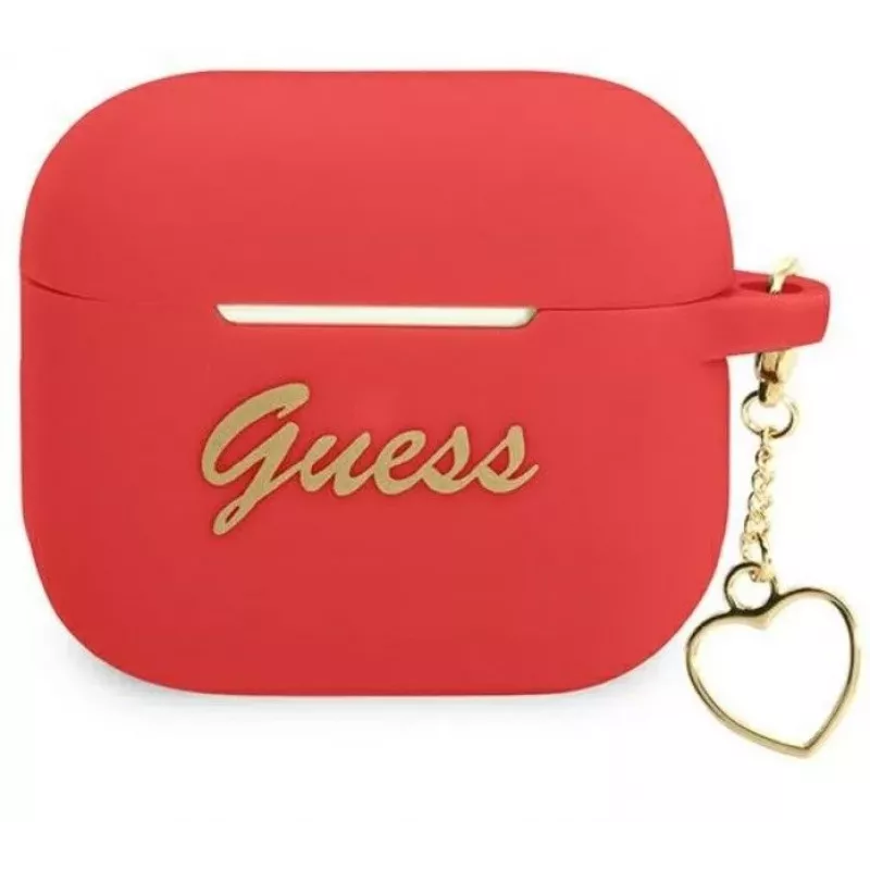 Guess GUA3LSCHSR AirPods 3 Hülle Rot Silikon Charm Heart Collection