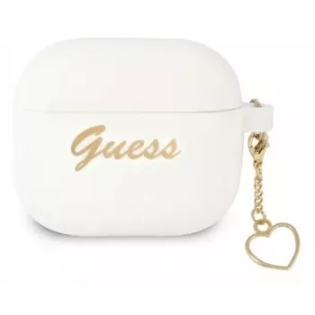 Guess GUA3LSCHSH AirPods 3 Hülle Weiß Silikon Charm Heart Collection