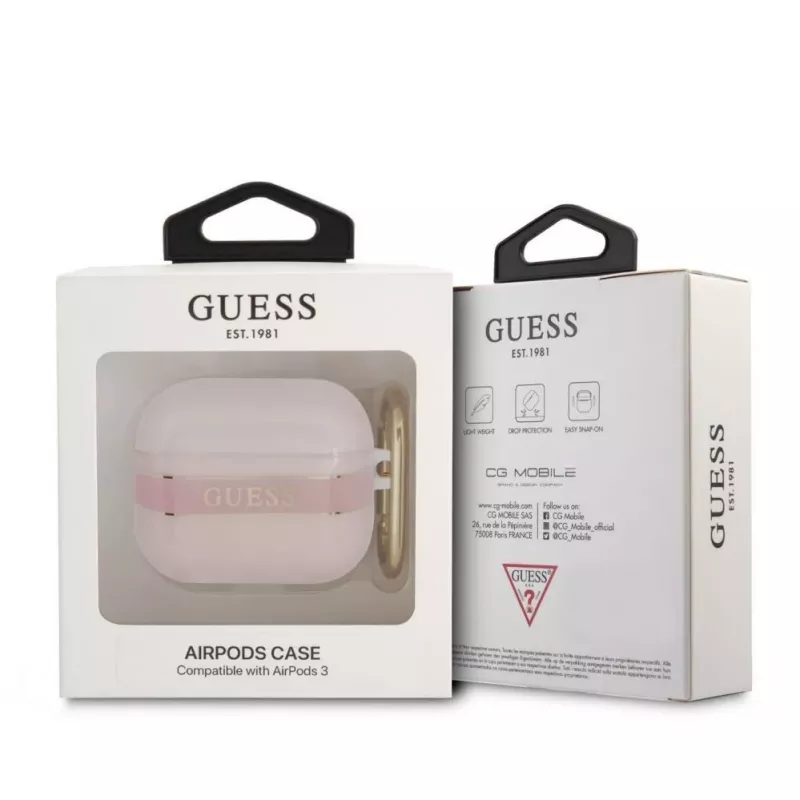 Guess GUA3HHTSP Strap Collection Silikonhülle für AirPods 3 - Pink