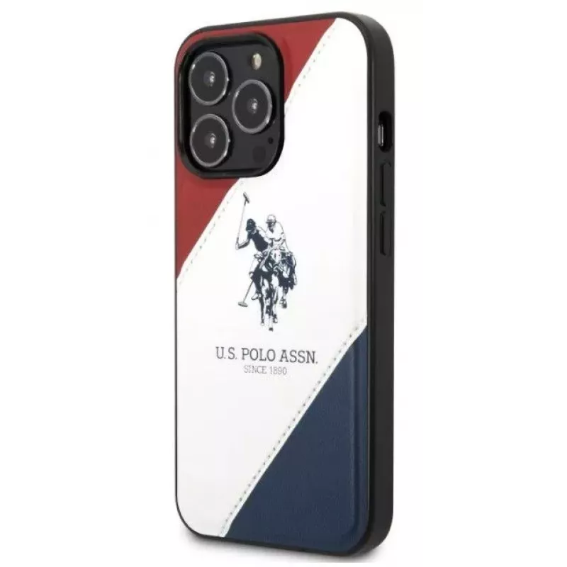 US Polo Assn Tricolor Embossed Back Cover für Apple iPhone 14 Pro - Weiß