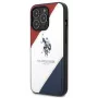US Polo Assn Tricolor Embossed Back Cover für Apple iPhone 14 Pro - Weiß