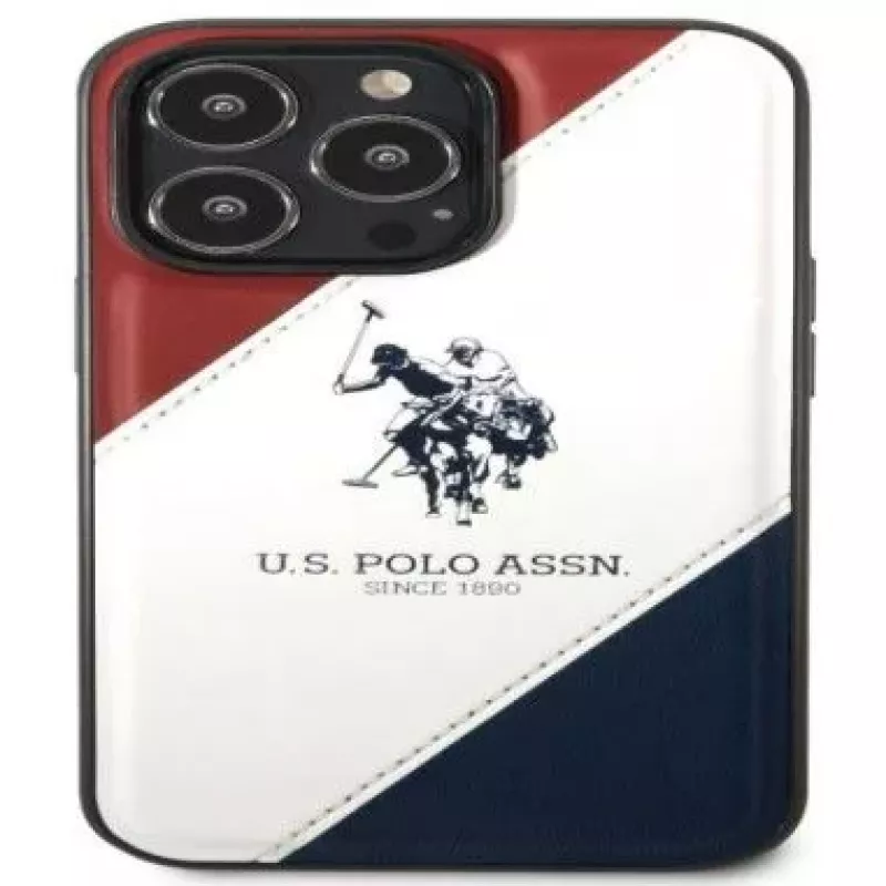 U.S. POLO ASSN. USHCP14XPSO3 Tricolor Embossed Case für iPhone 14 Pro Max 6,7 inch Weiß