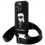 Karl Lagerfeld KLHCP15XSCBSKNK iPhone 15 Pro Max 6,7 inch Hard Case Black Crossbody Silicone Ikonik