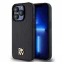 DKNY DKHMP15LPSHRPSK Hardcase für iPhone 15 Pro 6,1 inch Schwarz Lederoptik Monogramm Metall-Logo MagSafe
