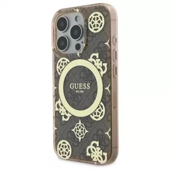 Guess GUHMP16LH4PYEEW Hardcase für Apple iPhone 16 Pro 6,3 inch Braun Peony On 4G Background MagSafe
