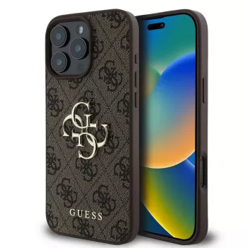 Guess GUHCP16L4GMGBR iPhone 16 Pro 6.3 Zoll Braun Hardcase 4G Big Logo