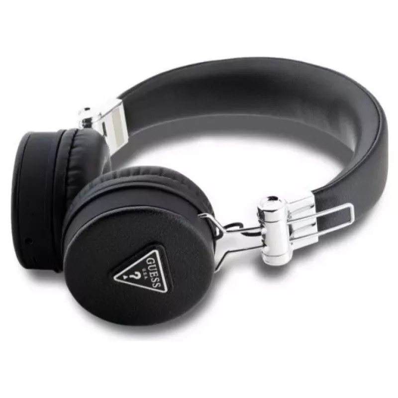 Guess Grained Classic Round Shape Wireless Bluetooth Over-Ear Headphones mit ENC (Schwarz)