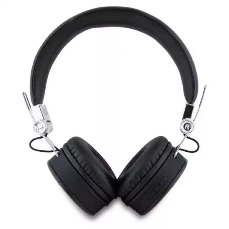 Guess Grained Classic Round Shape Wireless Bluetooth Over-Ear Headphones mit ENC (Schwarz)
