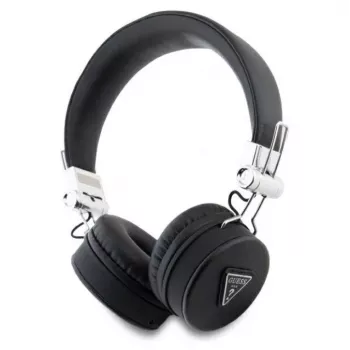 Guess Grained Classic Round Shape Wireless Bluetooth Over-Ear Headphones mit ENC (Schwarz)