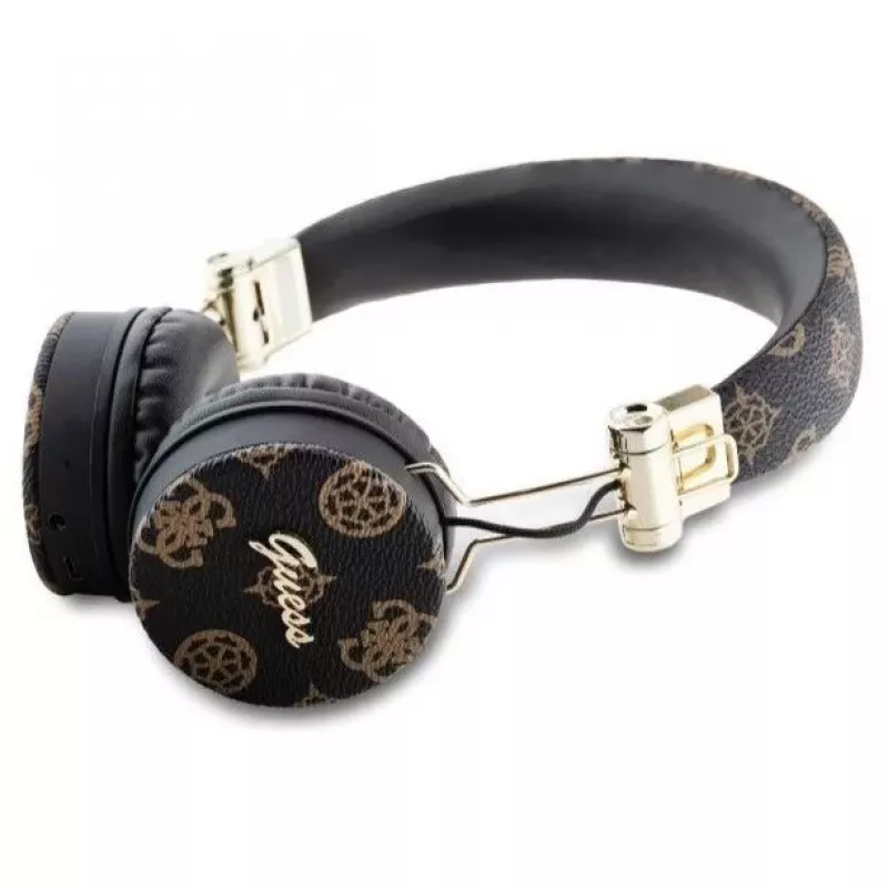 Guess Peony Script Runde Form Kabellose Over-Ear-Kopfhörer mit Bluetooth 5.3 und ENC (Schwarz)