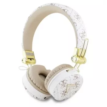 Guess 4G Triangle Round Shape - Kabellose On-Ear Bluetooth-Kopfhörer mit ENC (Weiß)