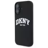 DKNY DKHMP16SSNYACH Hard Case für Apple iPhone 16 6,1 Zoll Schwarz Silikon mit weißem aufgedrucktem Logo MagSafe