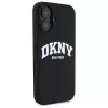 DKNY DKHMP16SSNYACH Hard Case für Apple iPhone 16 6,1 Zoll Schwarz Silikon mit weißem aufgedrucktem Logo MagSafe
