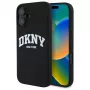 DKNY DKHMP16SSNYACH Hard Case für Apple iPhone 16 6,1 Zoll Schwarz Silikon mit weißem aufgedrucktem Logo MagSafe