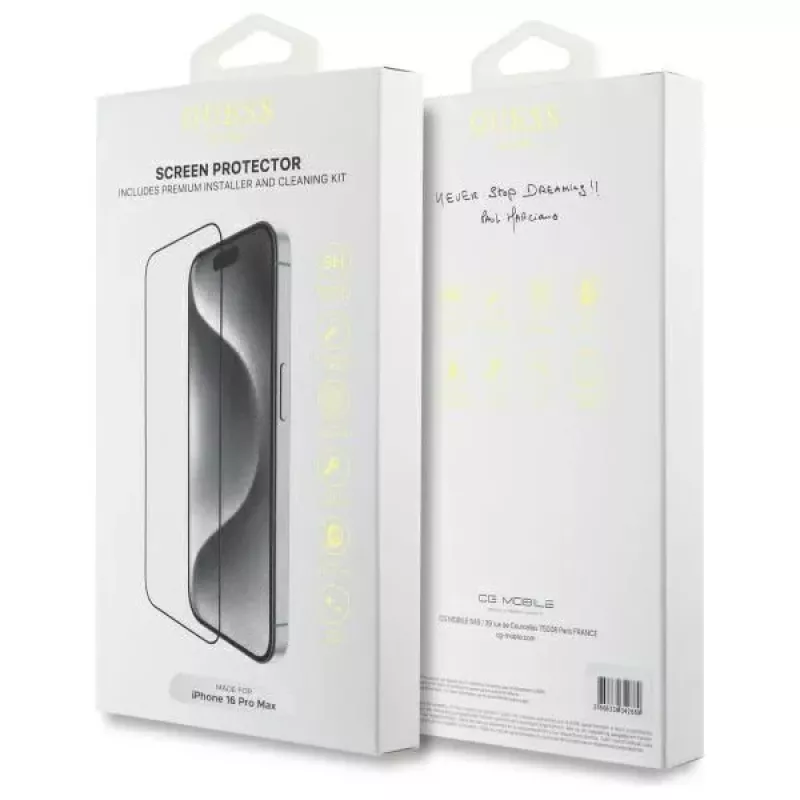 Guess GUTGP16XBOKGCIT iPhone 16 Pro Max 6.9 Zoll Displayschutzfolie 2.5D Outline - Gehärtetes Glas