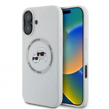 Karl Lagerfeld Silicone DoubleHeads And Circle MagSafe Case für Apple iPhone 16 - Beige