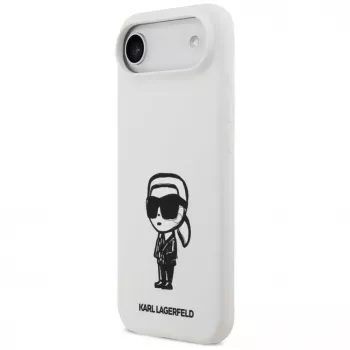 KARL LAGERFELD Silicone Case Karl Sketch & Logo MagSafe für iPhone 13 Pro Max Weiß