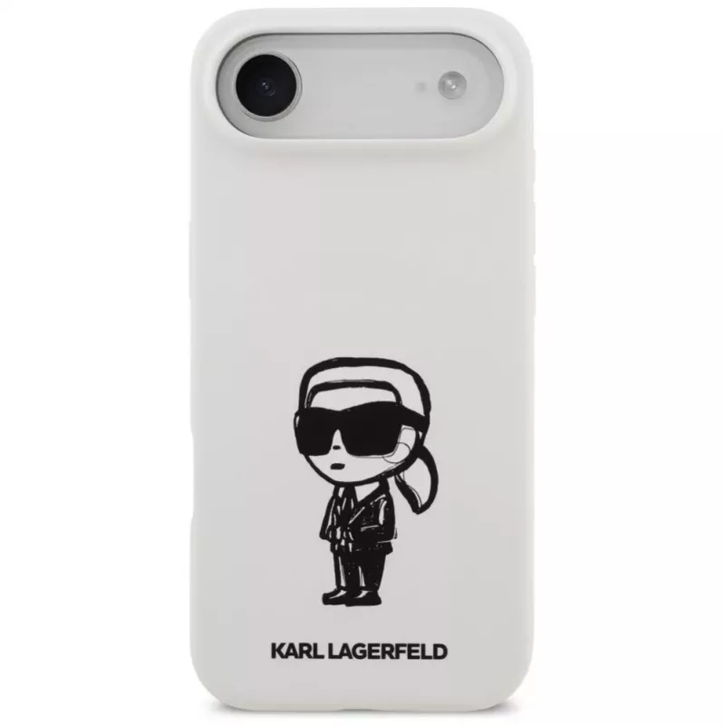 KARL LAGERFELD Silicone Case Karl Sketch & Logo MagSafe für iPhone 13 Pro Max Weiß