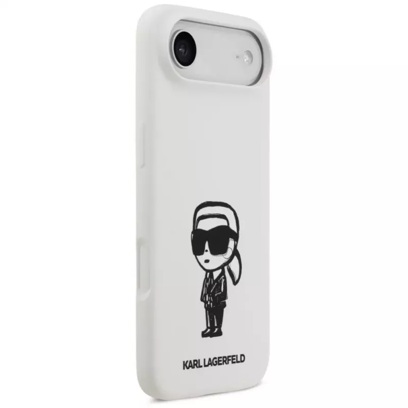 KARL LAGERFELD Silicone Case Karl Sketch & Logo MagSafe für iPhone 13 Pro Max Weiß